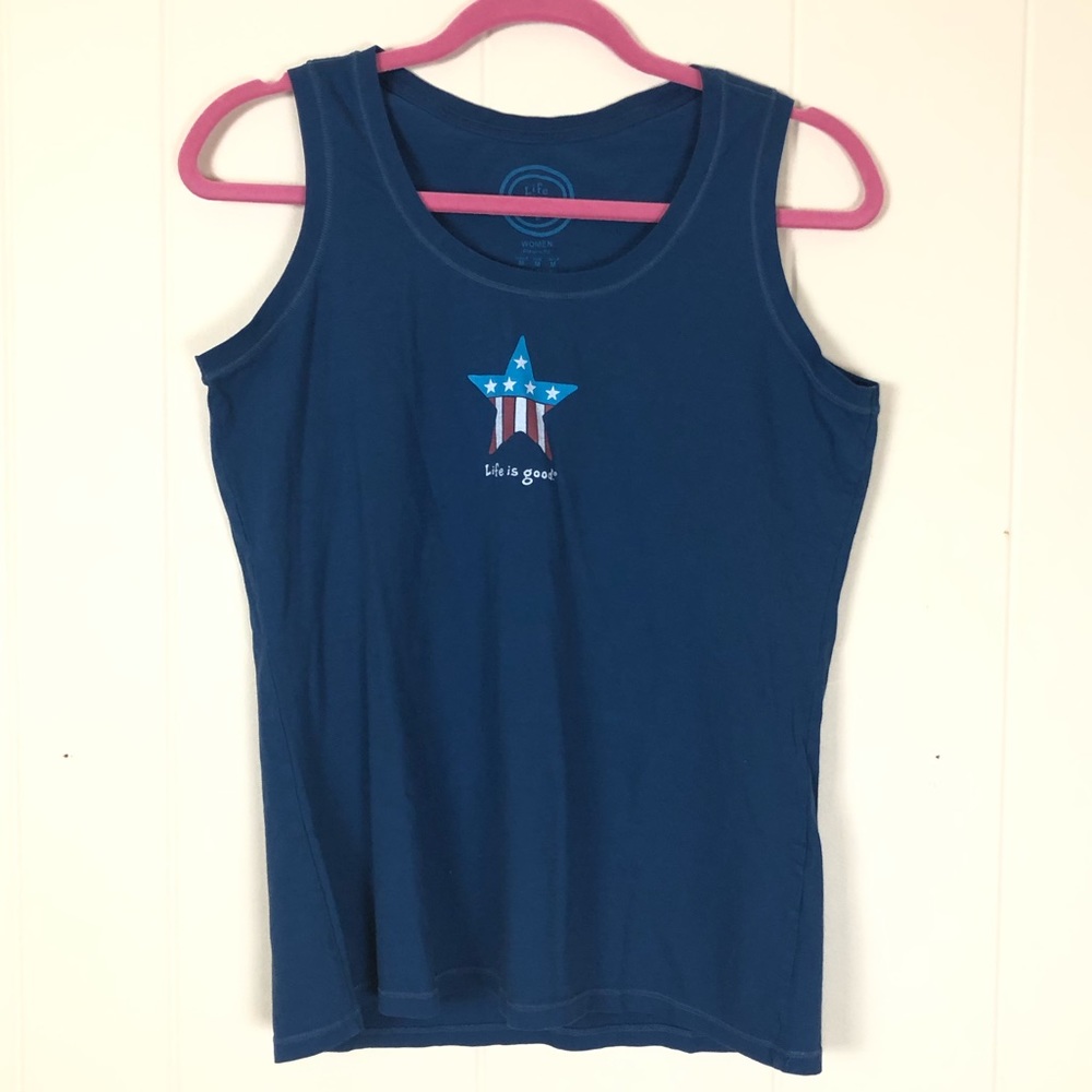 Life Is Good Navy USA Flag Star Print Tank Top